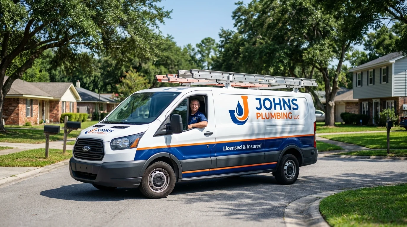 Johns Plumbing LLC service van in Troy, MI
